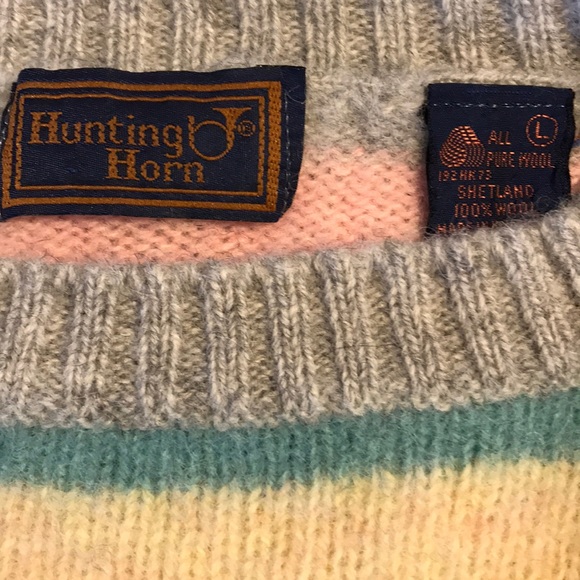 🆕 Pure Shetland Wool Sweater | Juniors Large | Multicolor Pastels - Picture 3 of 3